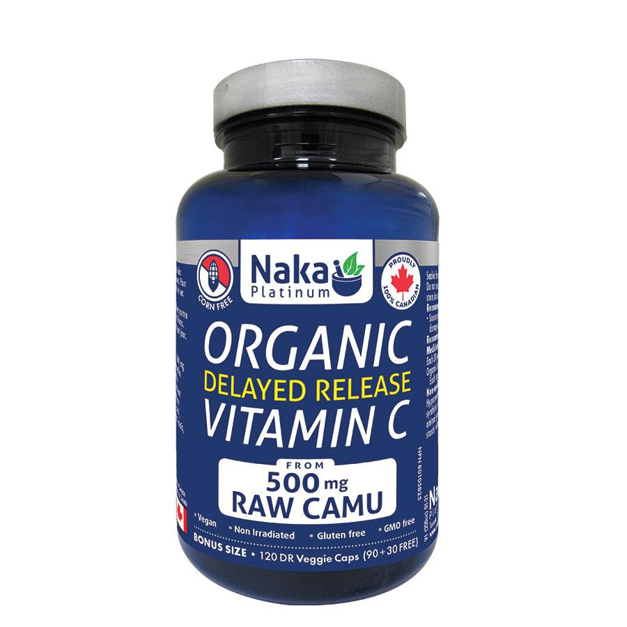Naka Plat. Organic Delayed Release Vitamin C 500mg W. Raw Camu 120 veggie caps