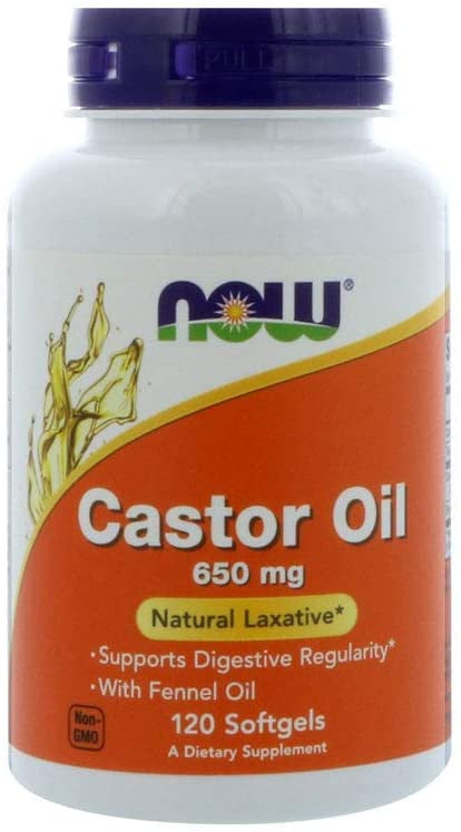 Now - Castor Oil 650mg + Fennel (120 Softgels)