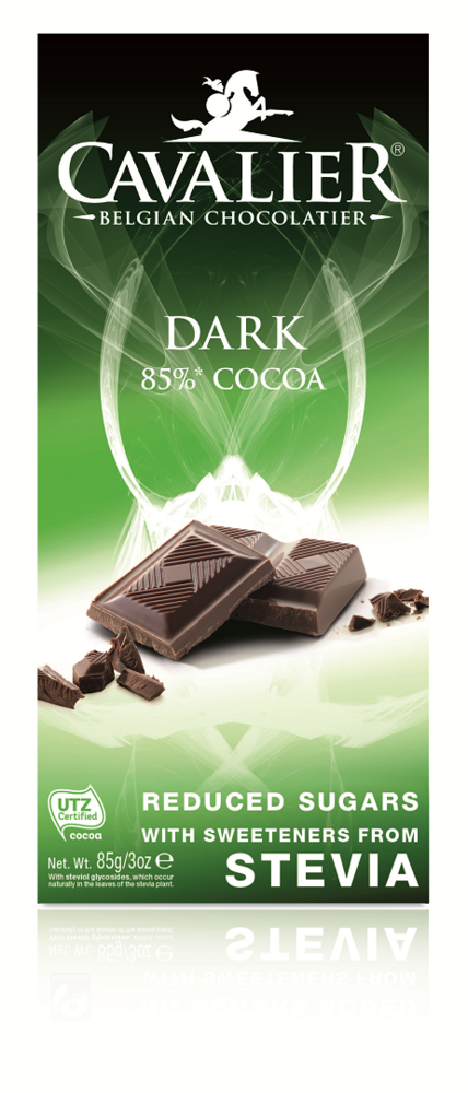 Cavalier Belgian Sugar free Chocolate Tablet W. Stevia 85% dark 85G