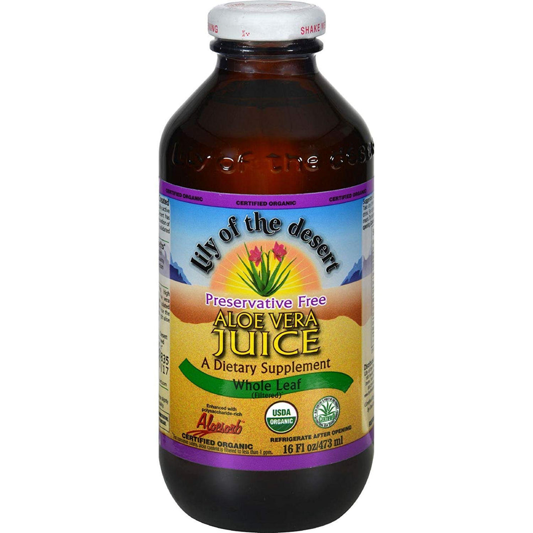 Lily- Aloe Vera Juice Whole Leaf Glass (small)