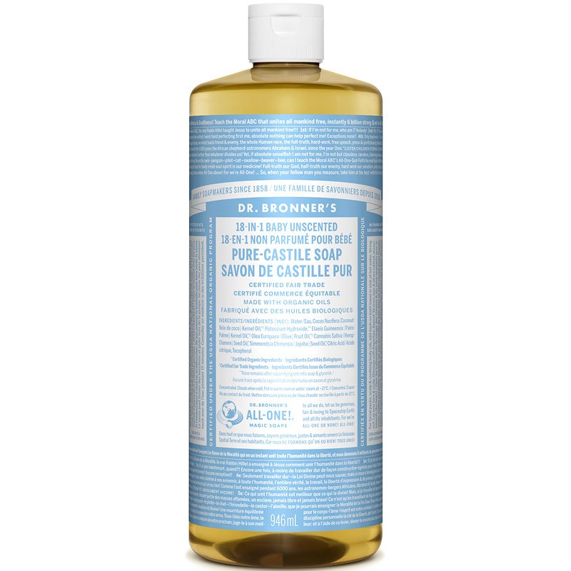 Dr. Bronner's 18-in-1 Baby Unscented Pure Castle Liquid Soap (946 ml)