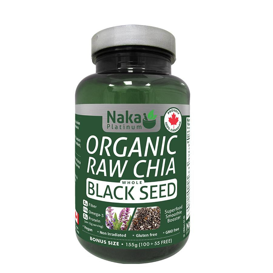 Naka Plat -  Organic Raw Chia Whole Black Seed (Bonus Size 155 grams)