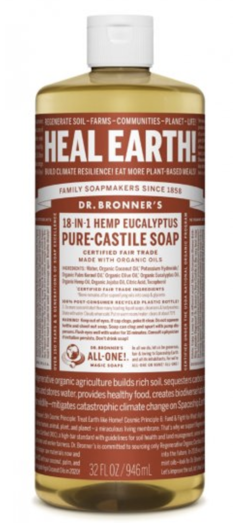 Dr. Bronner's 18-in-1 Eucalyptus Pure Castile Liquid Soap (946mL)