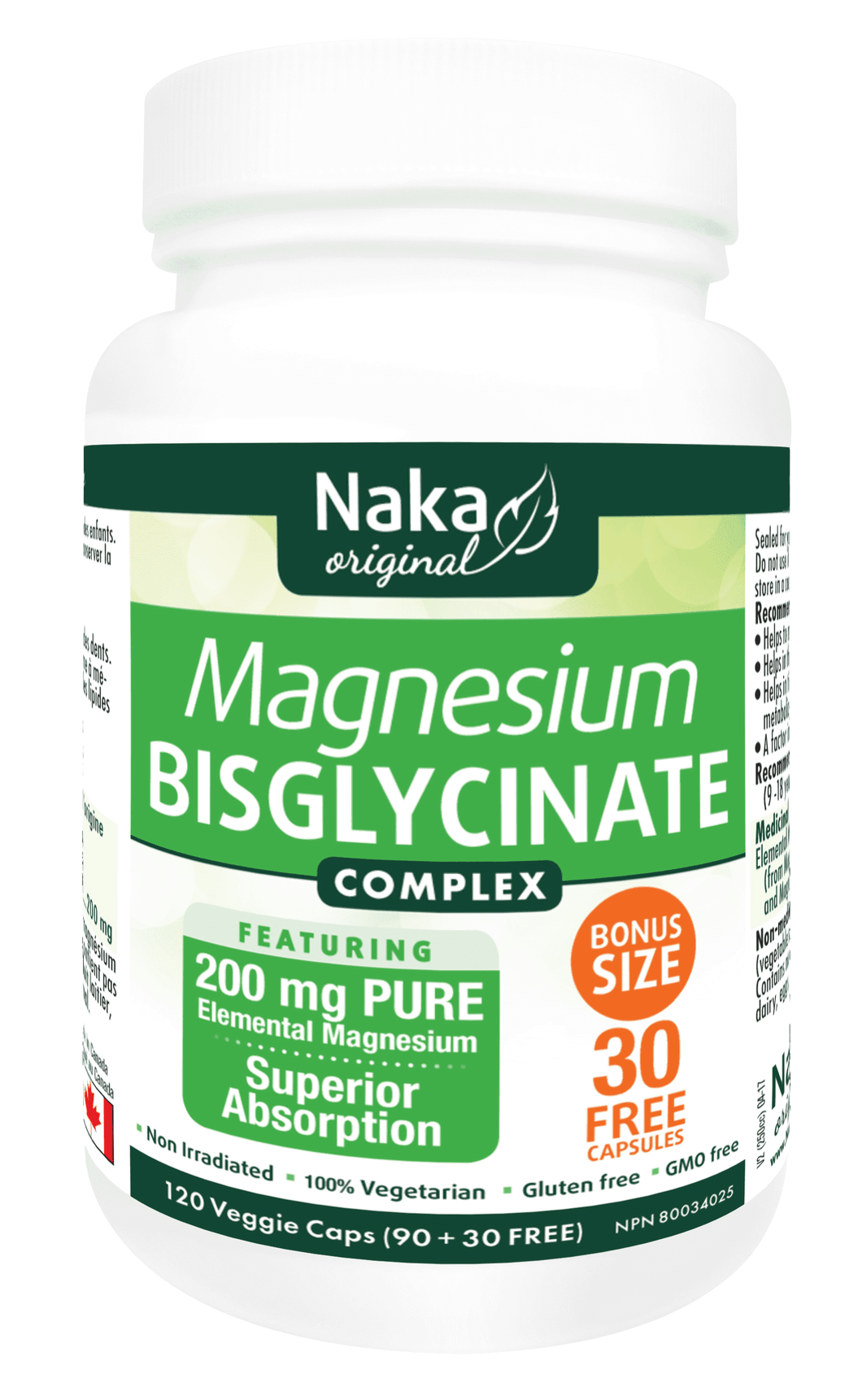 Naka - Magnesium Bisglycinate 200mg (120 VCaps)