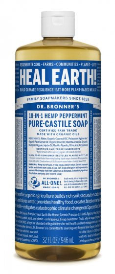 Dr. Bronner's 18-in-1 Peppermint Pure Castile Soap (946mL)