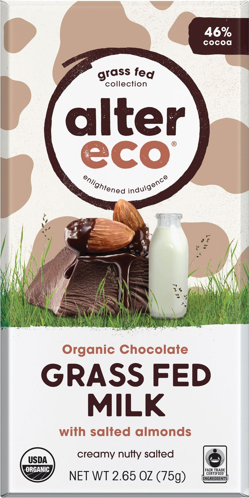 Alter Eco - Grass Fed Milk Salted Almond Chocolate(75g)