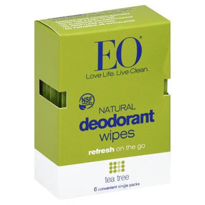 EO - Essential Oil Natural deodorant wipe Tea tree( 6 individual wrap )